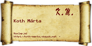 Koth Márta névjegykártya